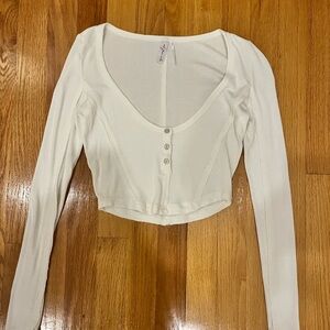 Urban Outfitters Cream Buttoned Crop Top